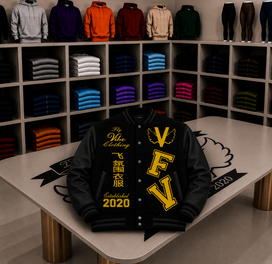 Fly Vibe Letterman Jacket - Black/Black/Yellow