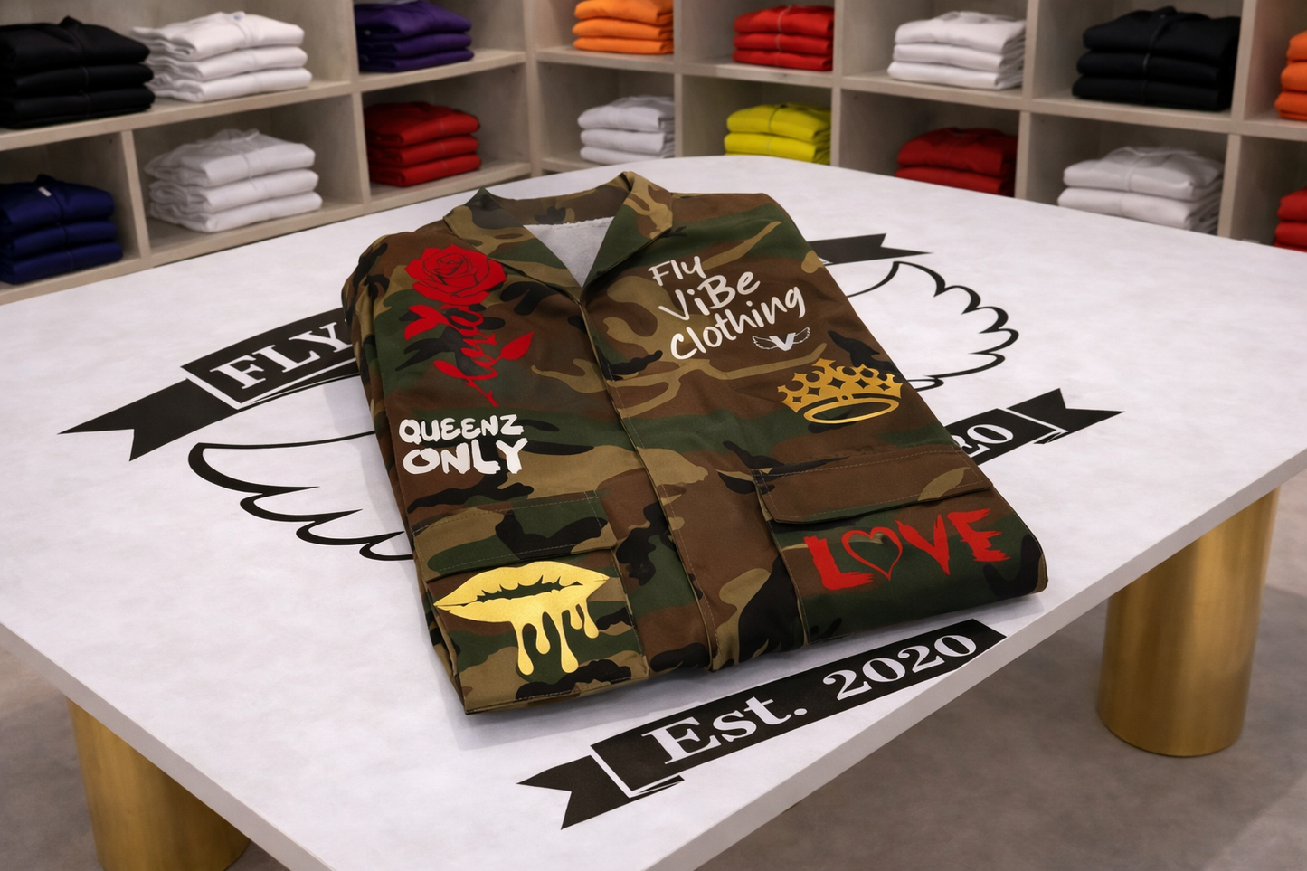 Fly Vibe Queenz Only Long Camouflage Jacket
