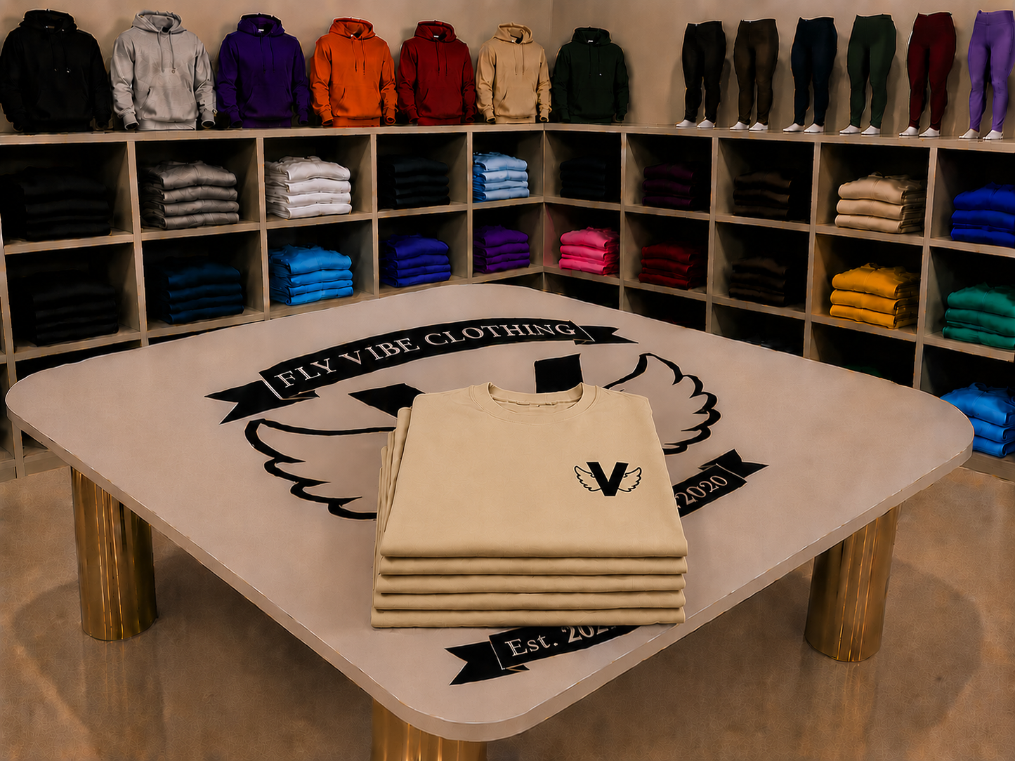Fly Vibe Logo T - Tan/Black