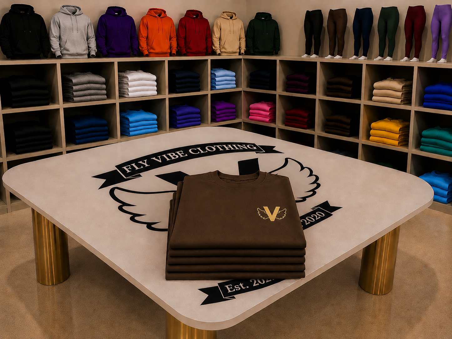Fly Vibe Logo T's - Brown/Gold