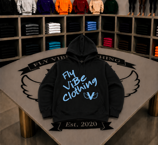 Fly Vibe Fresh Words Hoodie - Black/ Baby Blue