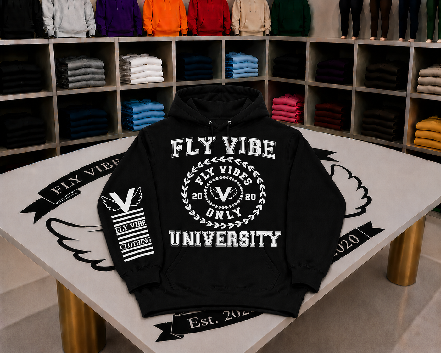 Fly Vibe University Hoodie Black/White