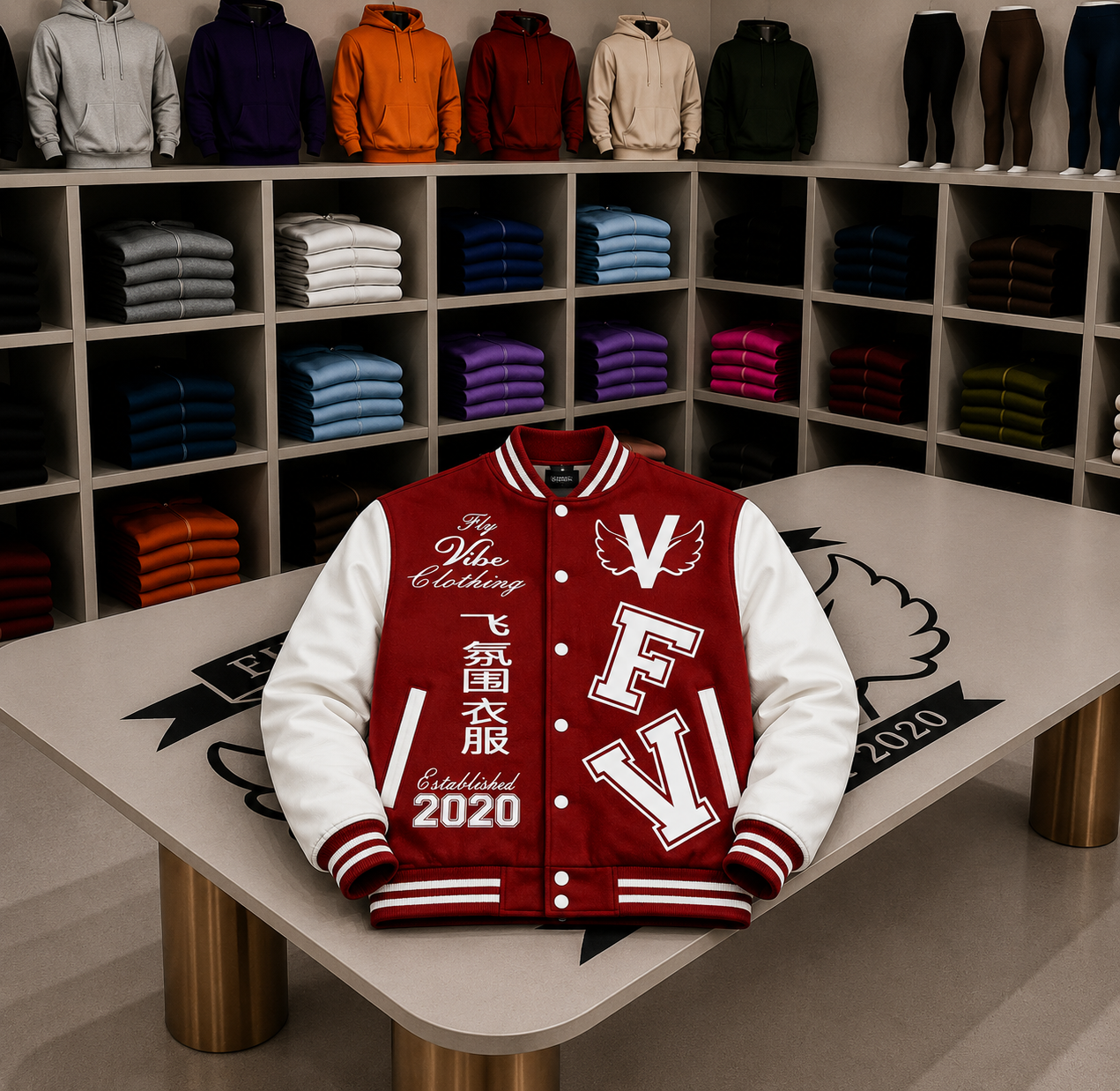 Fly Vibe Letterman Jacket - Red/White/White