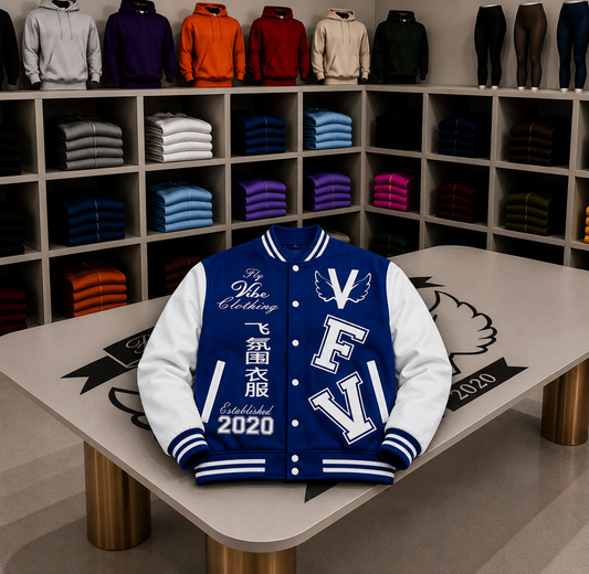 Fly Vibe Letterman Jacket - Royal/White/White