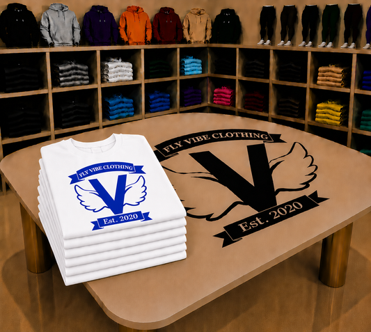 Fly Vibe Original T-Shirts - White/Blue