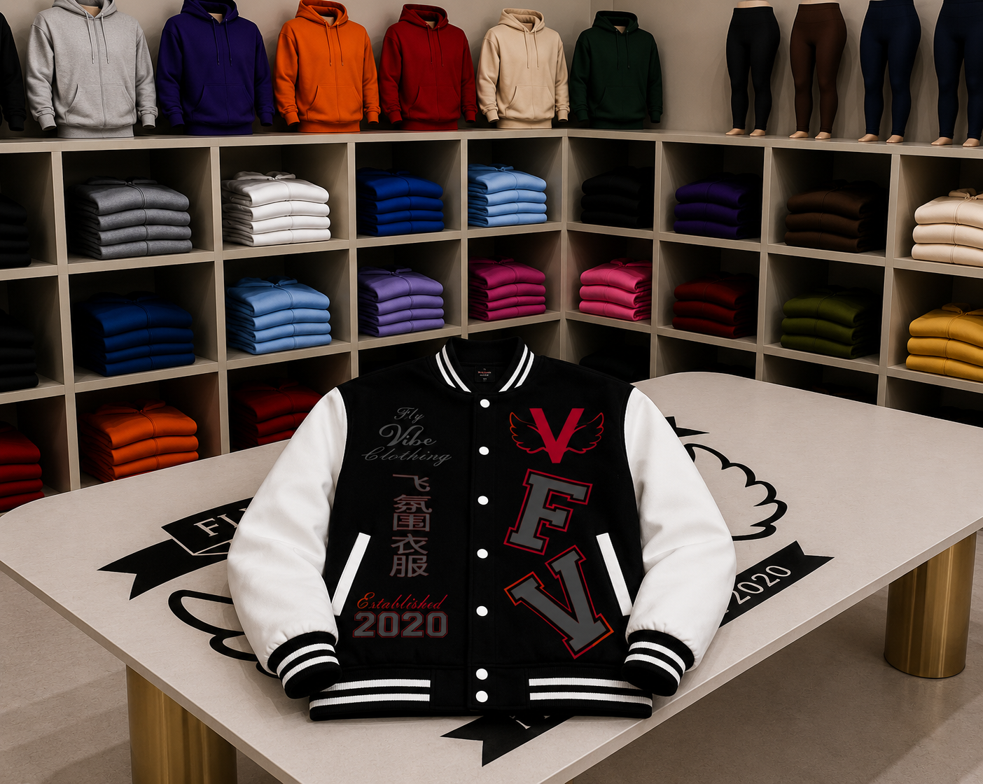Fly Vibe Letterman Jacket - Black/White/Grey/Red