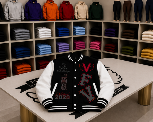 Fly Vibe Letterman Jacket - Black/White/Grey/Red