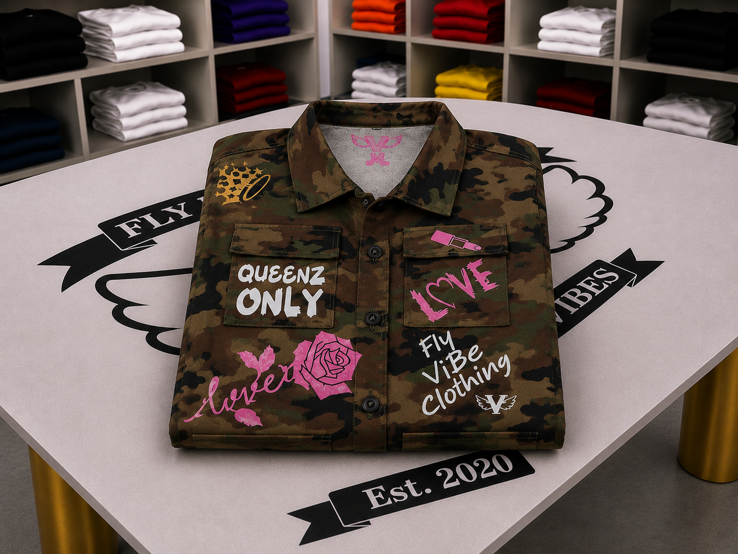 Fly Vibe Queenz Only Short Camouflage Jacket