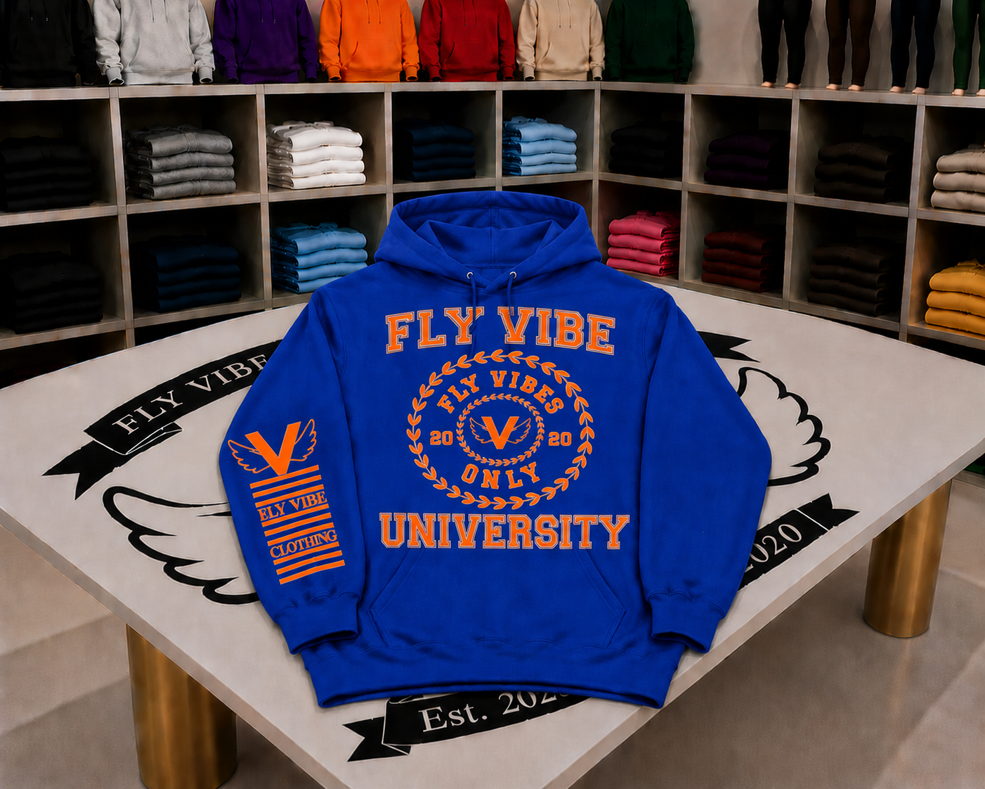 Fly Vibe University Hoodie - Royal/Orange
