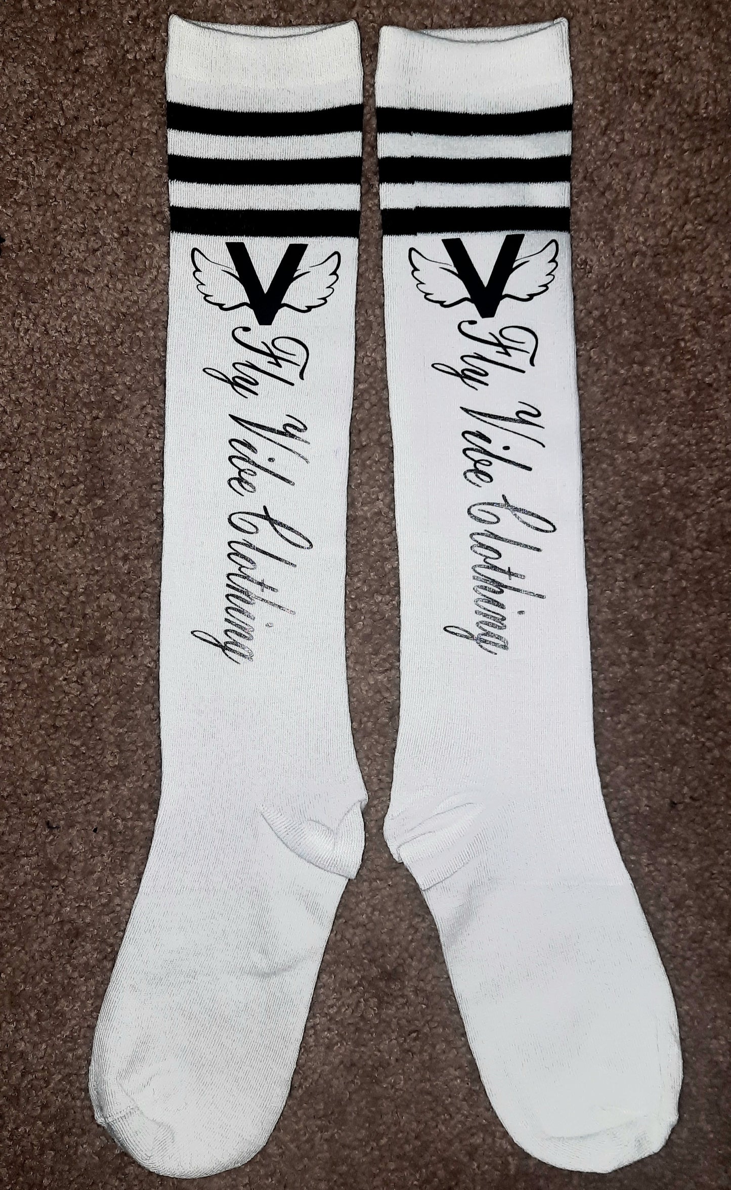 Fly Vibe Knee High Socks - White/Black