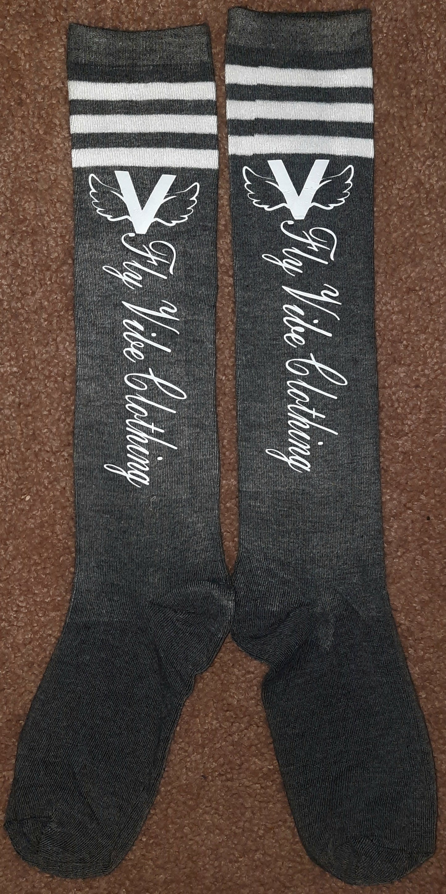 Fly Vibe Knee High Socks - Dark Grey/White