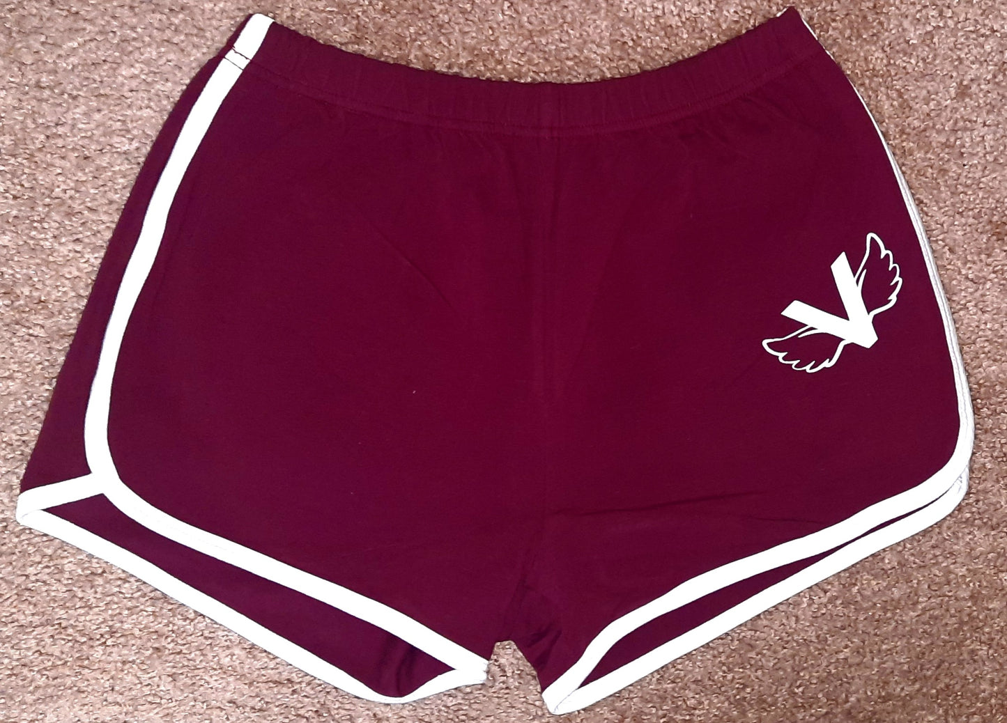 Fly Vibe  Ladies Gym Shorts - Maroon/White