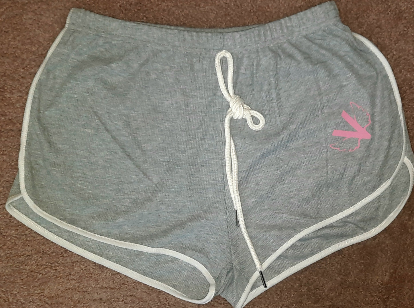 Fly Vibe Ladies String Gym Shorts - Grey/White/Pink