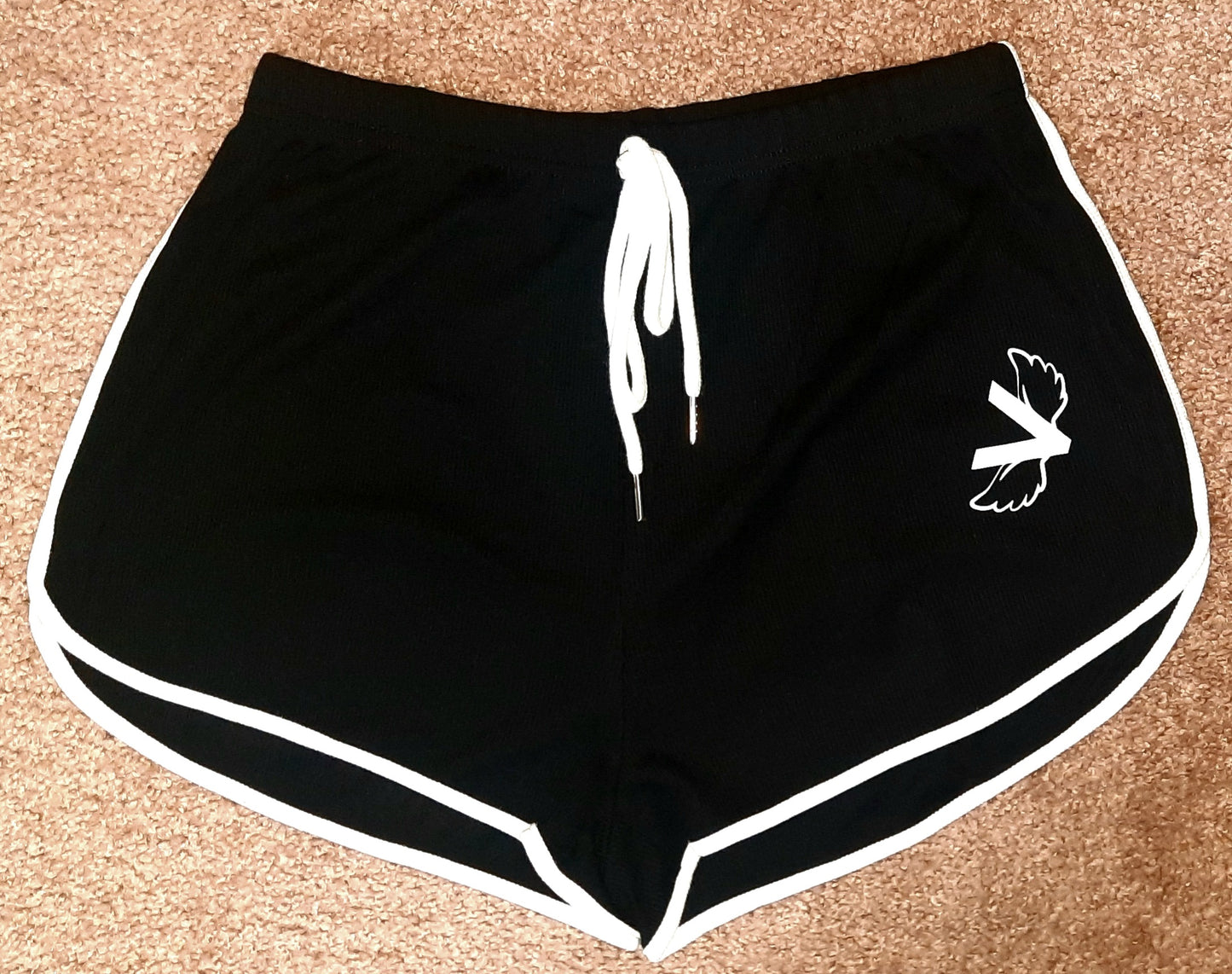 Fly Vibe Ladies String Gym Shorts - Black/White