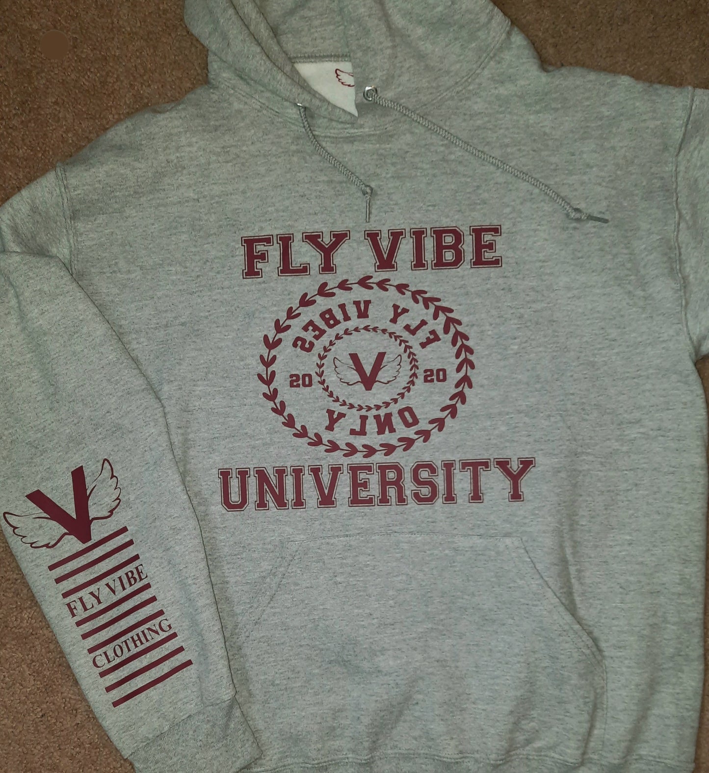 Fly Vibe University Hoodie - Grey/Maroon