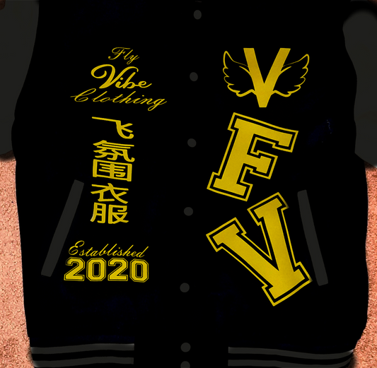 Fly Vibe Letterman Jacket - Black/Black/Yellow