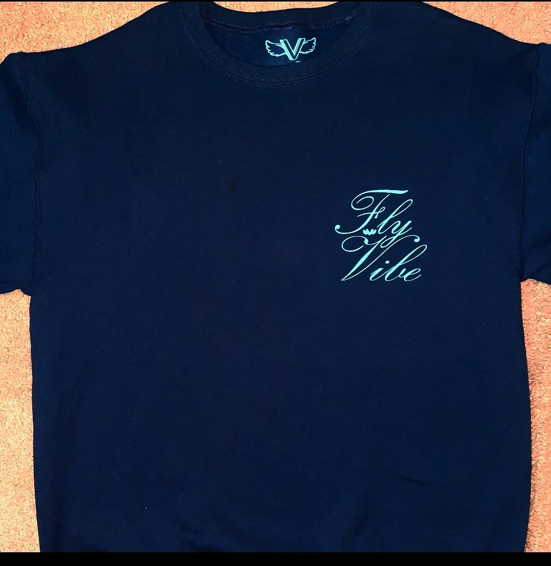 Fly Vibe Fancy Style Sweatshirt - Navy/Baby Blue